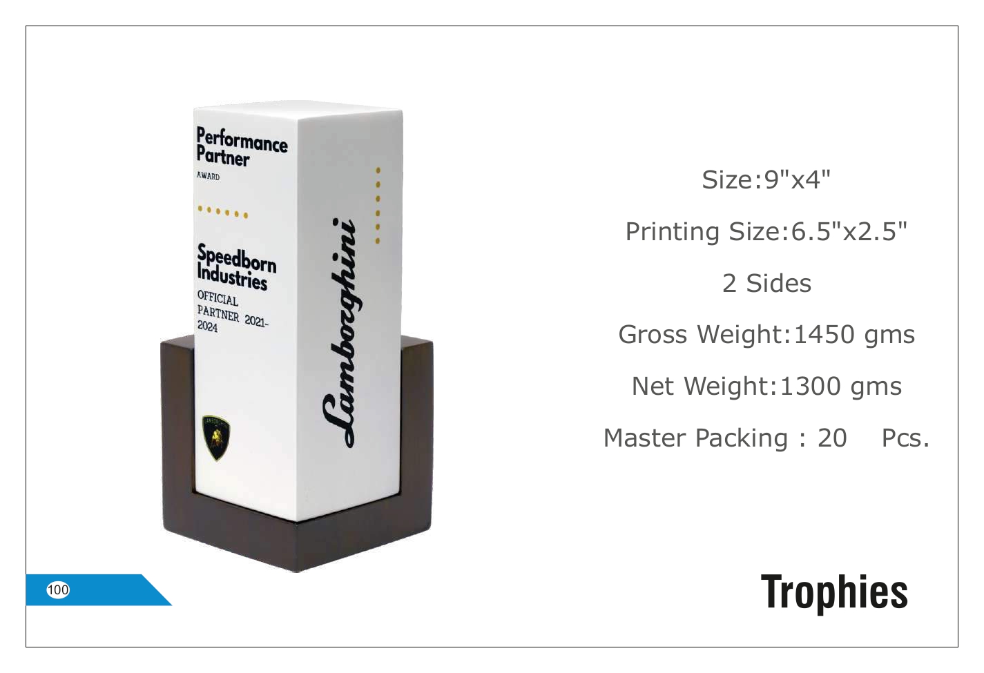 Dual-Sided Prestige Trophy with Customizable Design