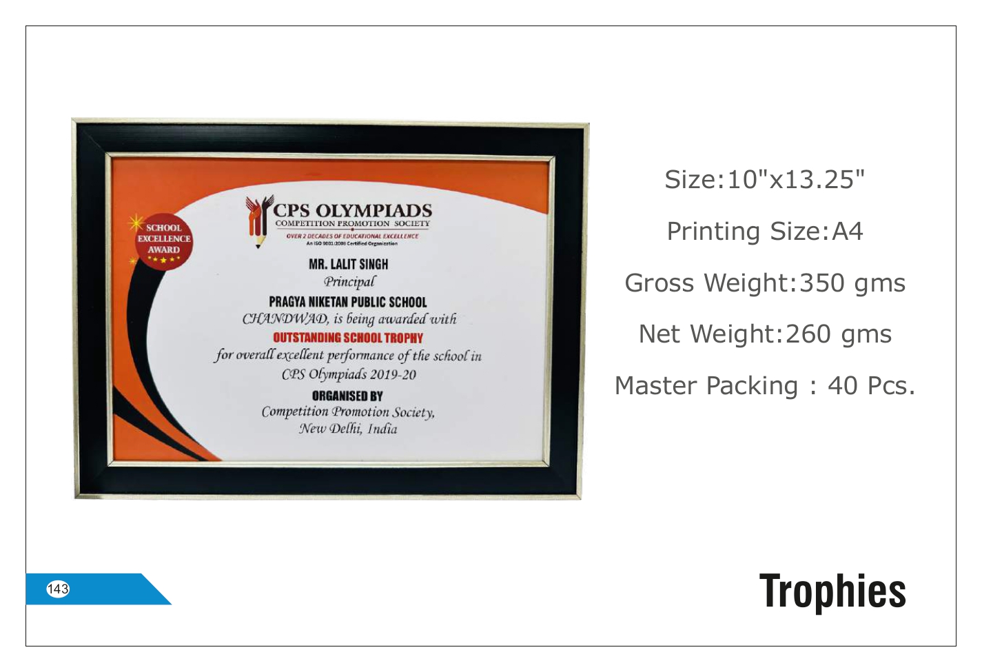 Large Rectangular Recognition Trophy - Customizable Printing