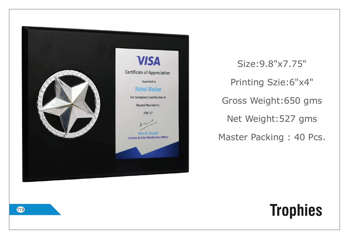 Rectangular Recognition Trophy - Customizable Printing