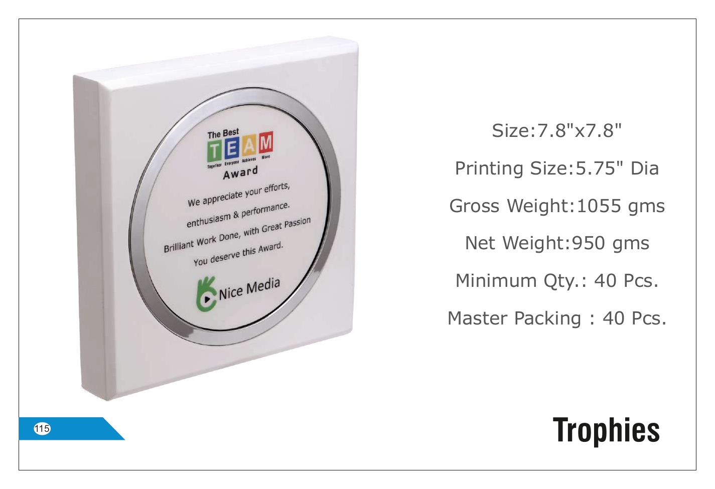 Round Recognition Trophy - Customizable Printing